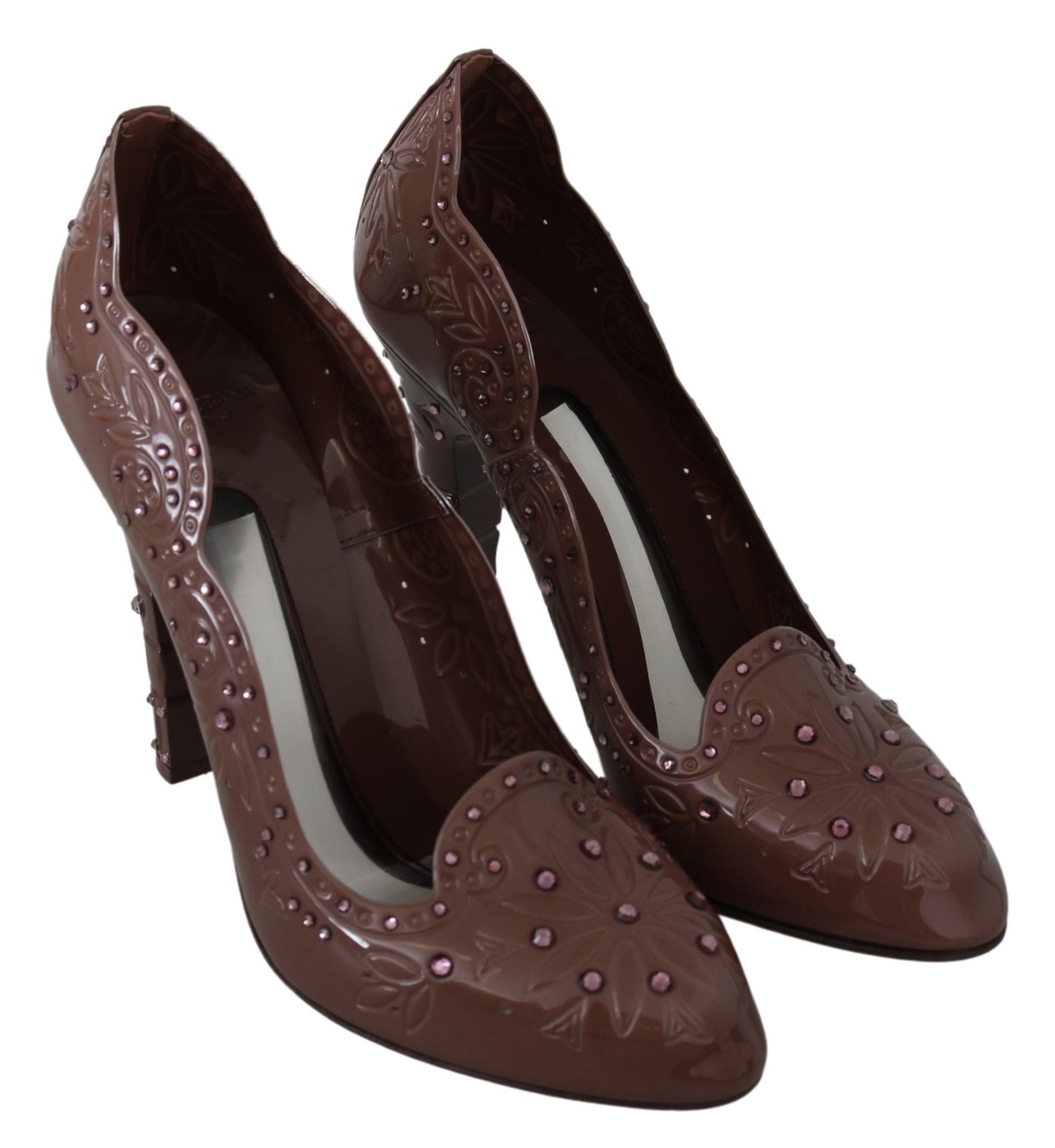Brown Floral Crystal Heels CINDERELLA Shoes