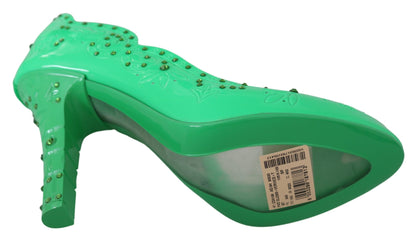 Green Crystal Floral CINDERELLA Heels Shoes