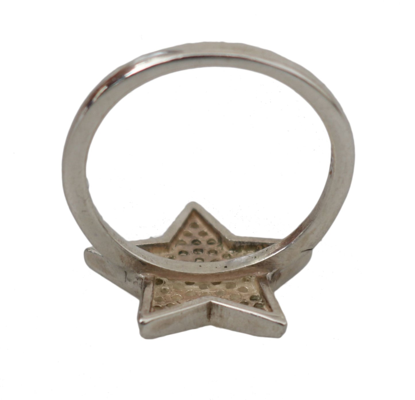 Silver Womens Clear CZ Star 925 Ring