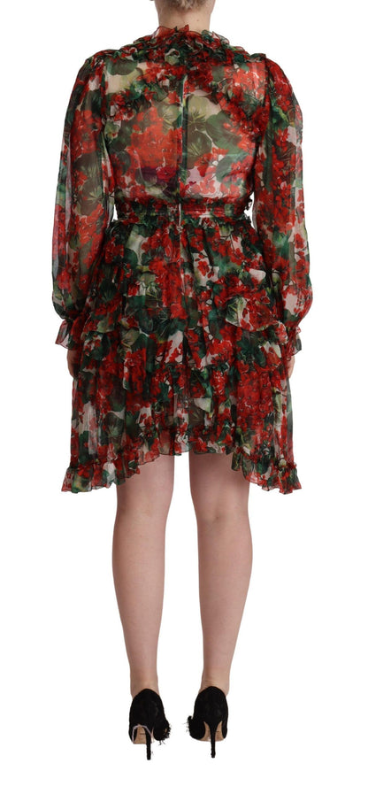Floral Silk Mini Knee High Dress