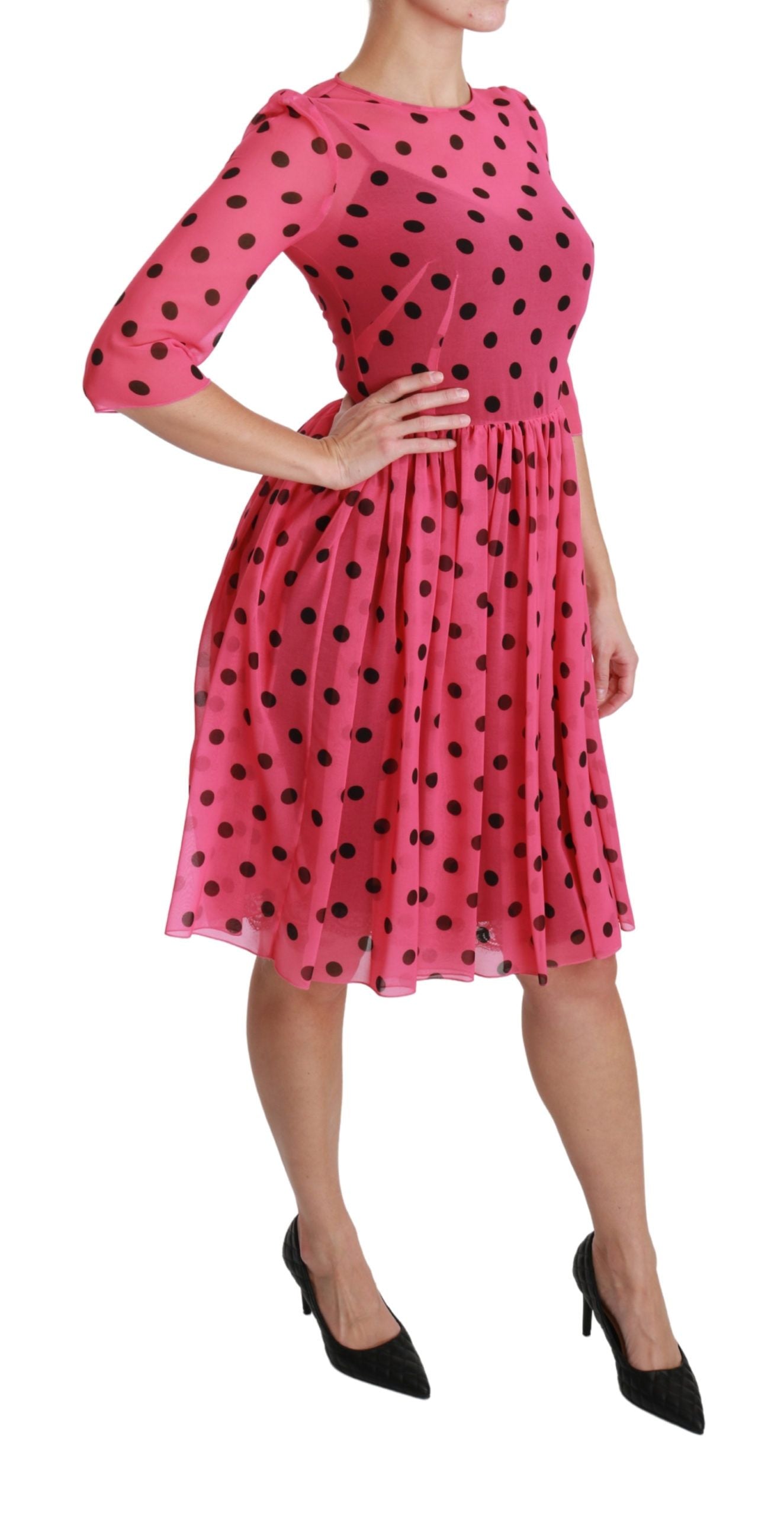 Elegant Polka Dot A-Line Knee Length Dress