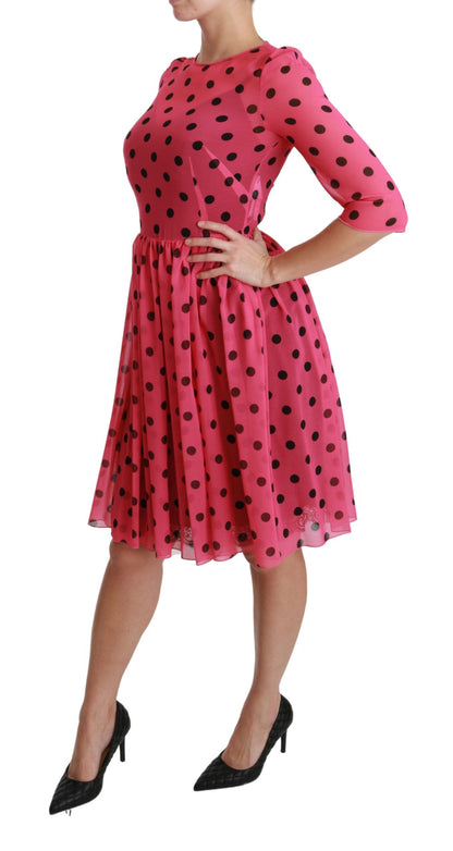 Elegant Polka Dot A-Line Knee Length Dress