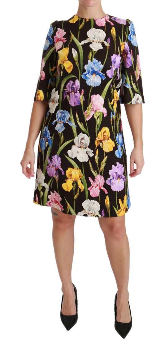 Floral Brocade Shift Mini Dress