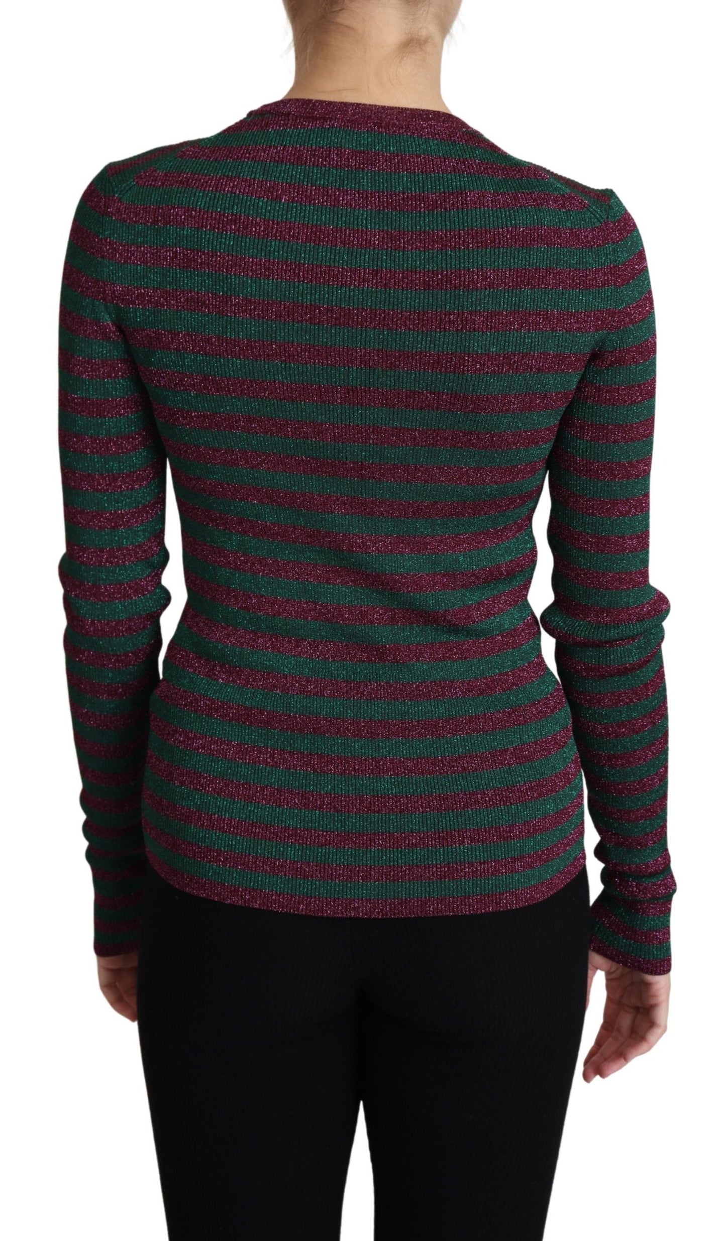 Multicolor Stripes Crew Neck Pullover Sweater