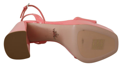 Chic Pink Patent Leather Platform Sandals