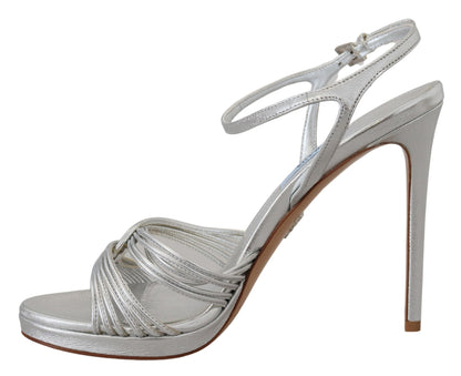 Elegant Silver Stiletto Heels Sandals