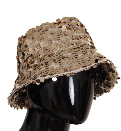 Elegant Sequined Gold Bucket Hat