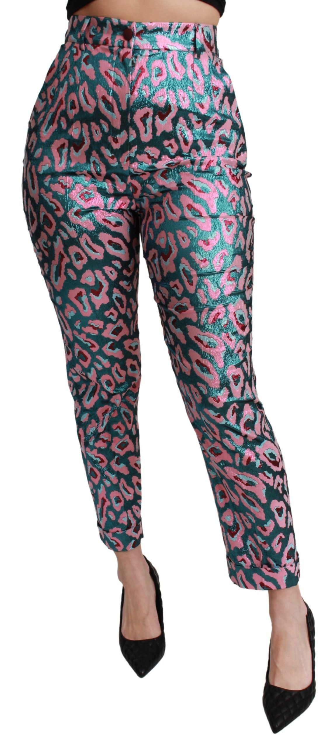 Multicolor Patterned Cropped High Waist Pants