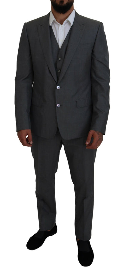 Sleek Silver Martini Slim Fit Three-Piece Suit