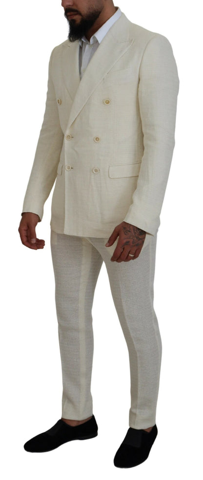 Elegant Off White Silk-Blend Suit