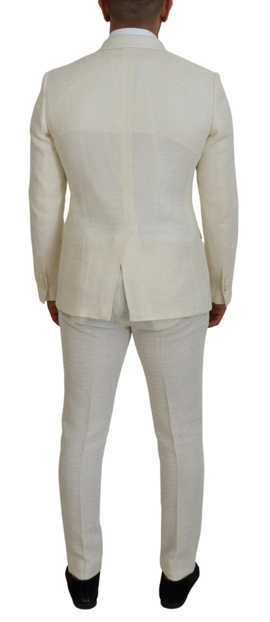 Elegant Off White Silk-Blend Suit