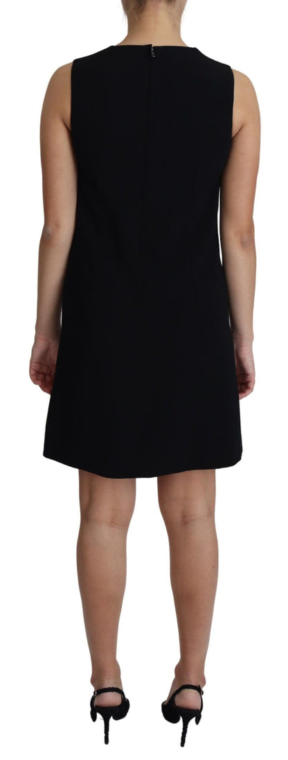 Black Viscose Stretch A-line Shift Mini Dress