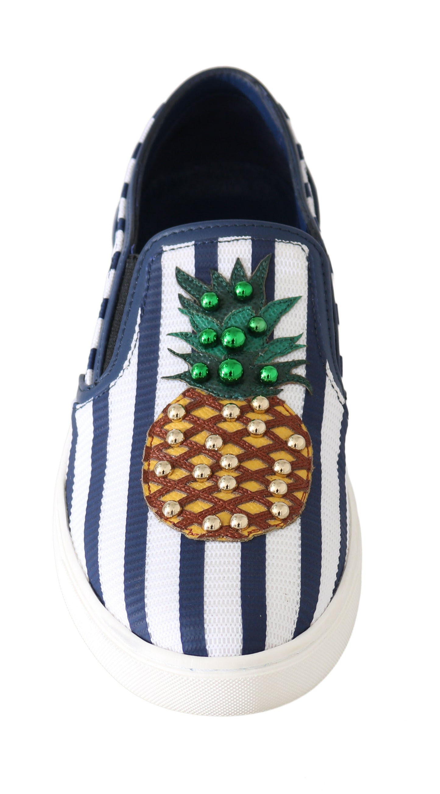 Blue White Leather Pineapple Loafers