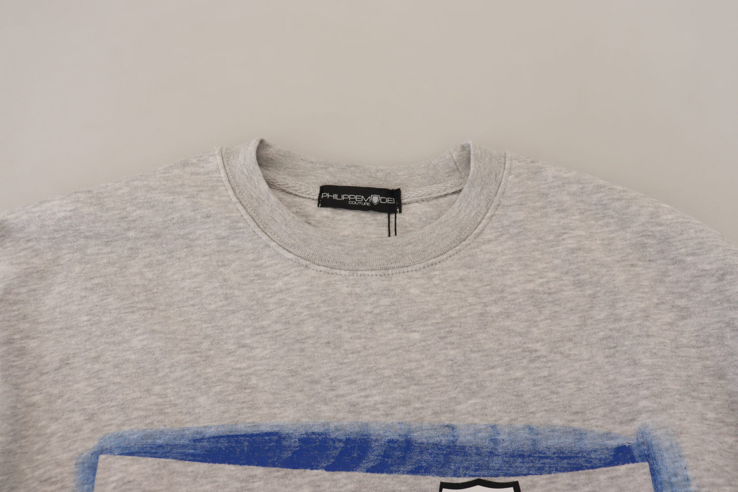 Elegant Gray Printed Cotton Sweater