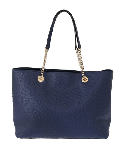 Elegant Ostrich Leather Handbag in Blue