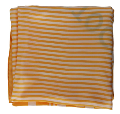 Yellow Striped Silk Square Foulard Scarf