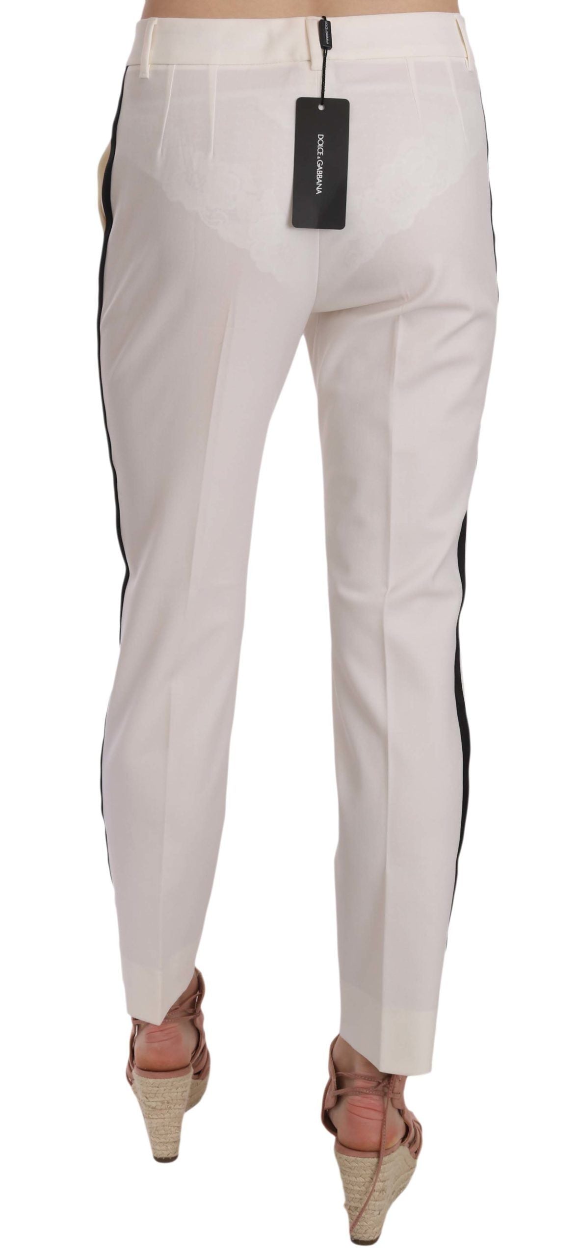 White Side Stripe Wool Tapered Trouser Pants