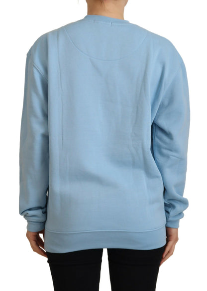 Elegant Light Blue Cotton Pullover Sweater