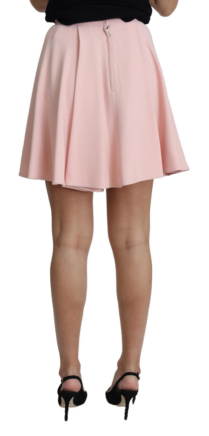 Elegant Pink Flare A-line Mini Skirt