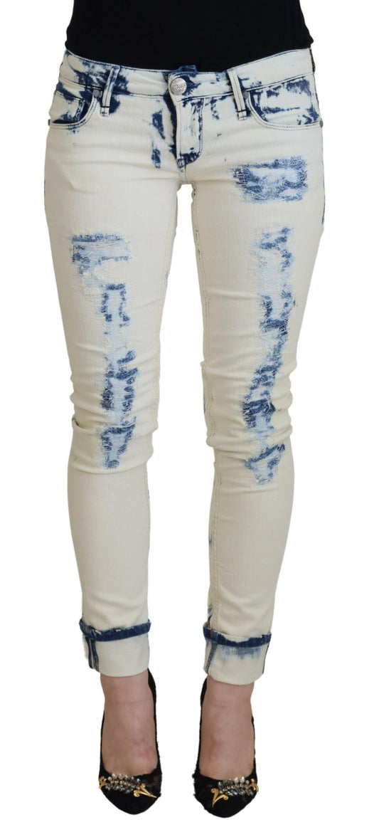 Chic Low Waist Tattered Skinny Jeans
