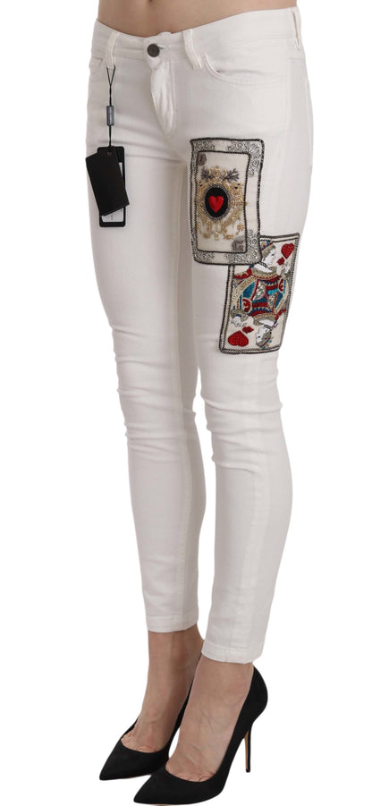 Queen Of Hearts Embellished Skinny Pants