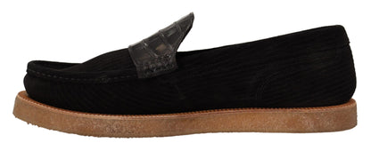 Elegant Black Alligator Leather Loafers