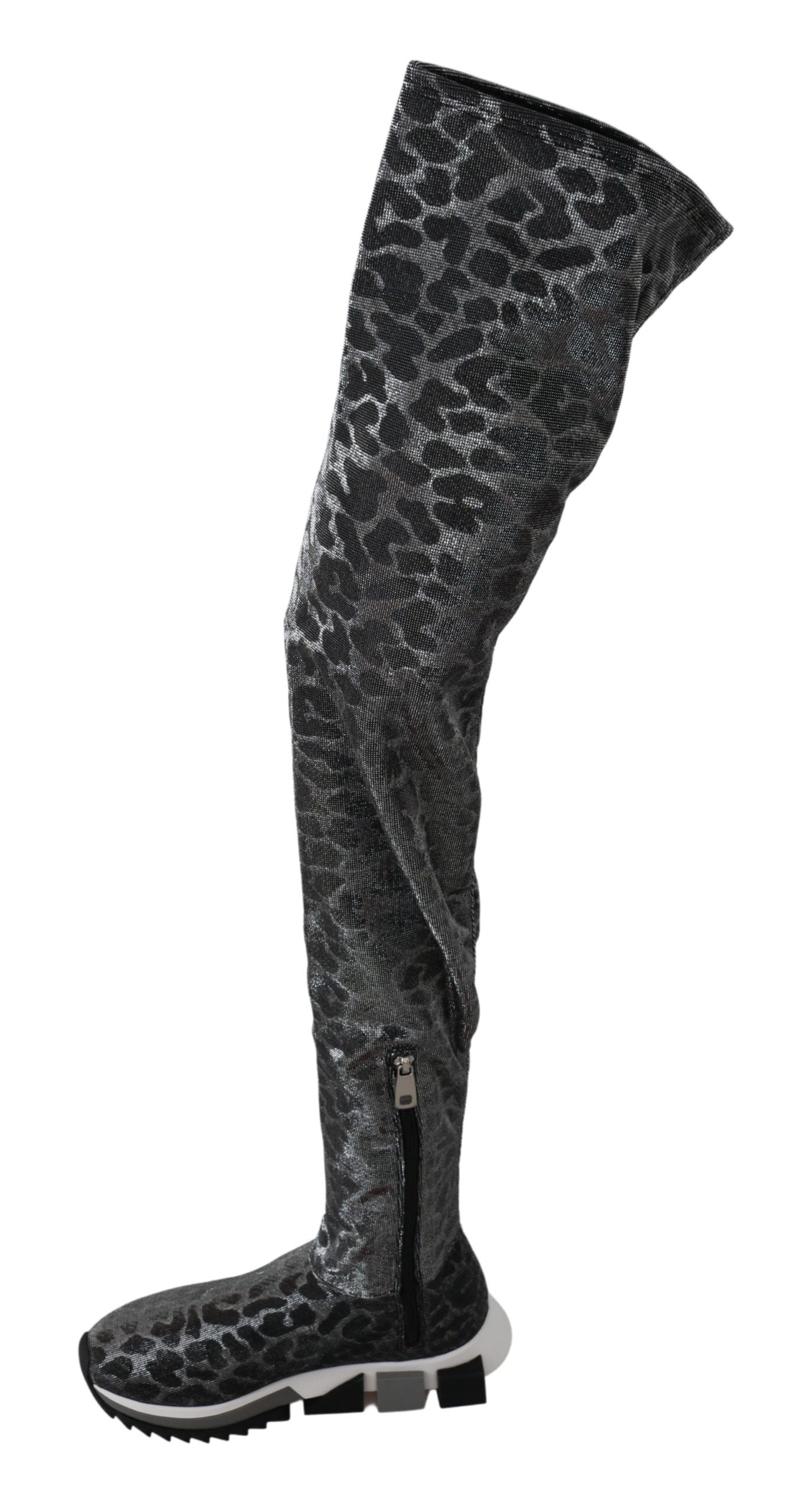 Elegant Leopard Booties Above Knee Shoes
