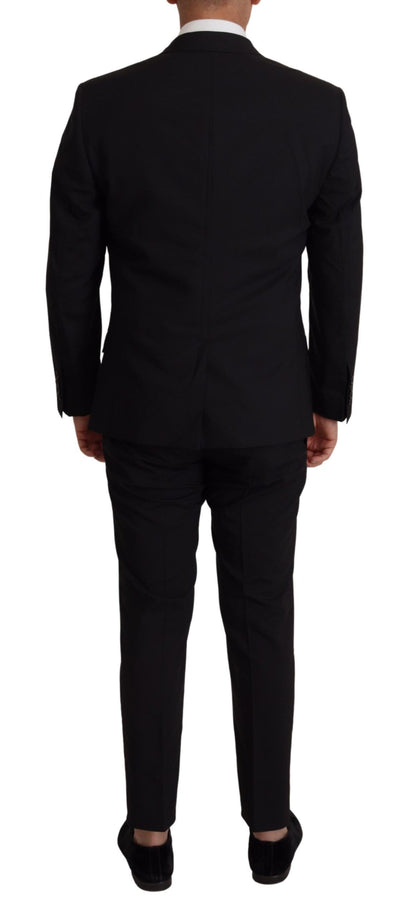 Elegant Black Three Piece Wool Suit