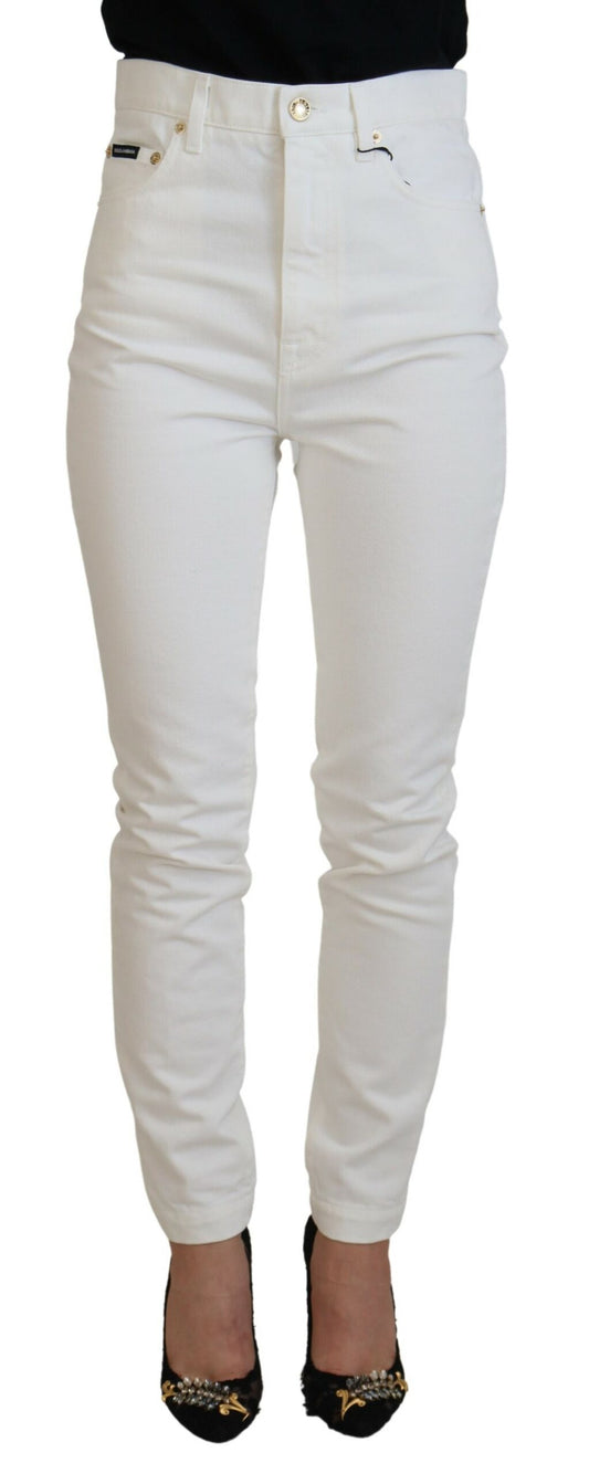 Svelte High Waist Slim Jeans in Off White