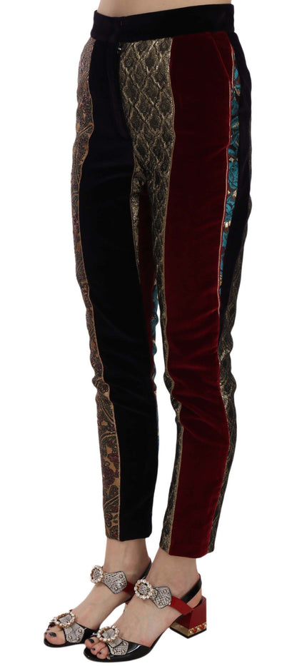 Multicolor Jacquard Cropped Tapered Pants