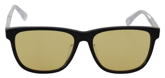 Chic Black Acetate Sunglasses with Yellow Lenses