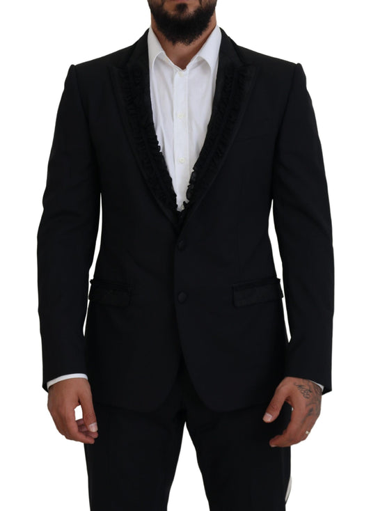 Elegant Black Silk-Lined Evening Blazer