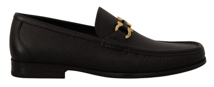 Elegant Black Calf Leather Loafers
