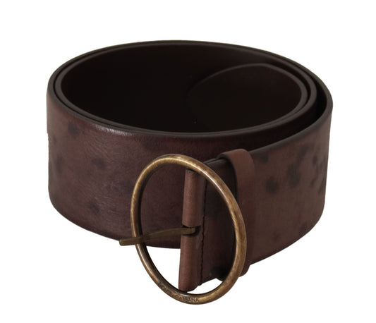 Elegant Dark Brown Leather Belt with Logo Buckle