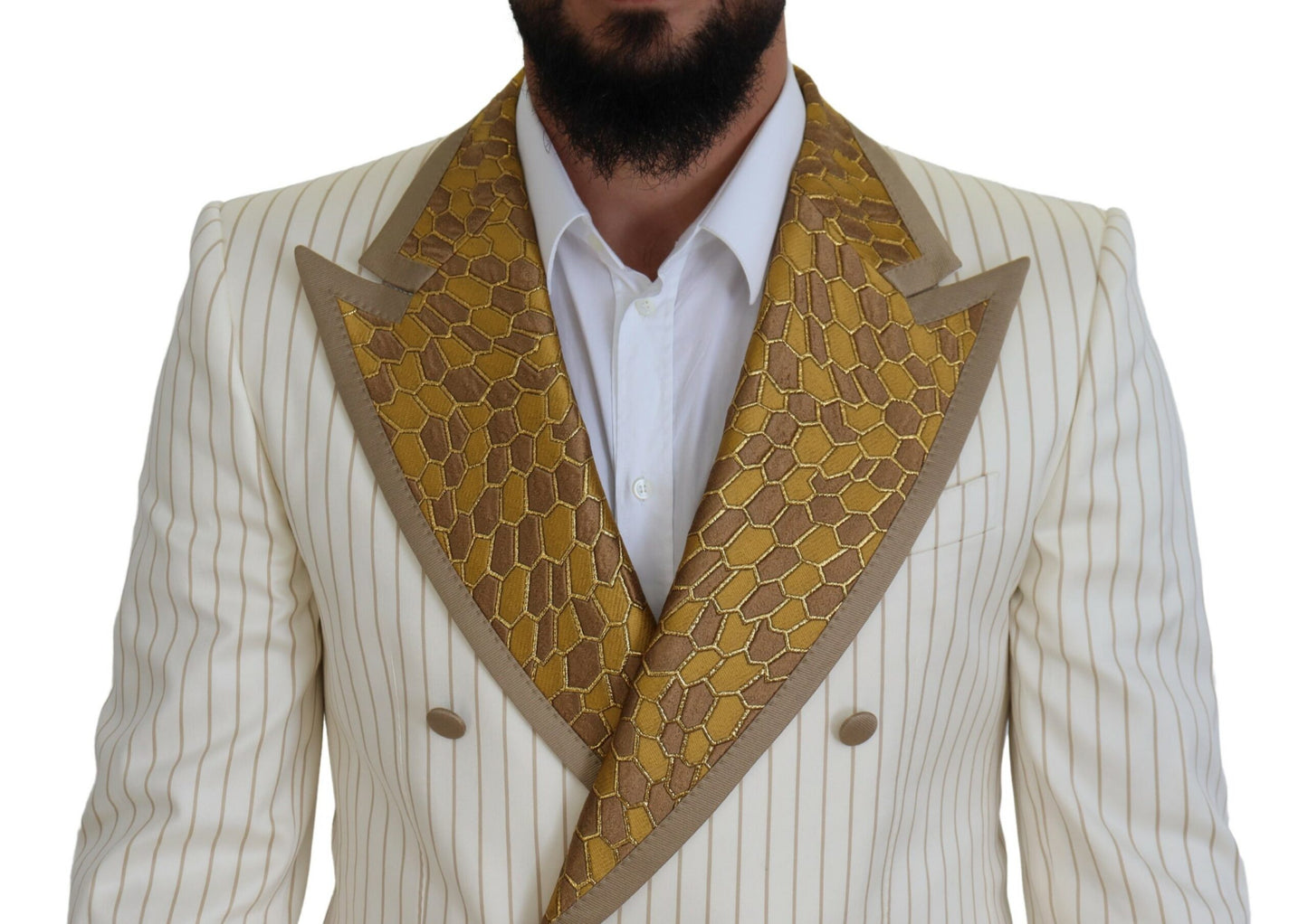 Elegant Off White Double Breasted Suit