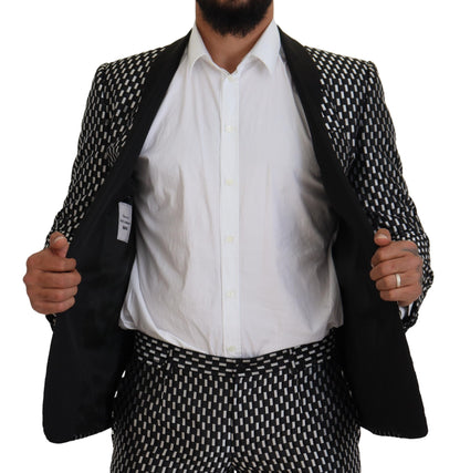 Elegant Black Silk Blend Slim Fit Suit