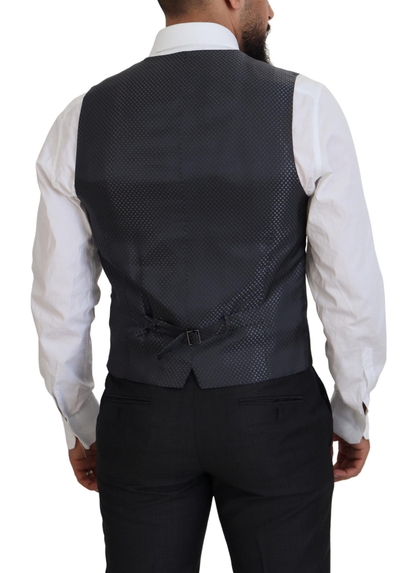 Elegant Gray Martini Three-Piece Wool Silk Suit