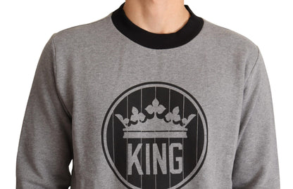 Gray Crown King Cotton Pullover Sweater