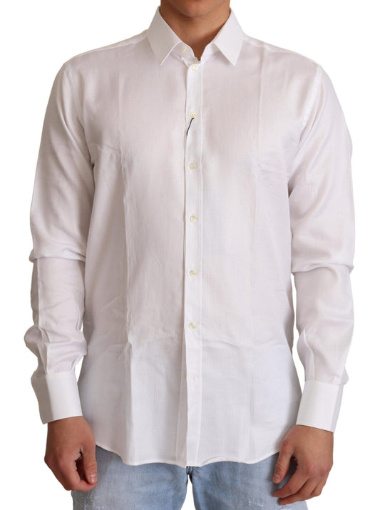 Elegant White Martini Slim Fit Dress Shirt