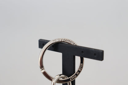 Elegant Black Charm Keychain with Brass Accents