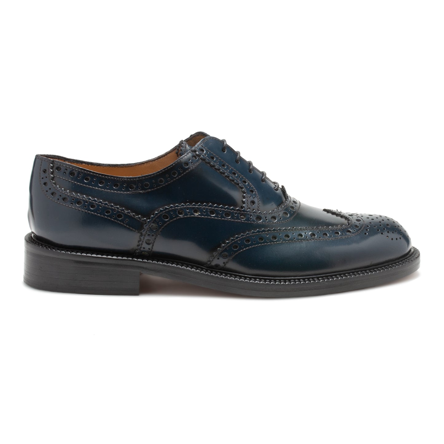 Elegant Blue Leather Brogue Shoes