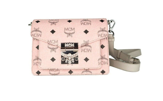 Signature Soft Pink Diamond Logo Leather Mini Flap Lock Crossbody Handbag