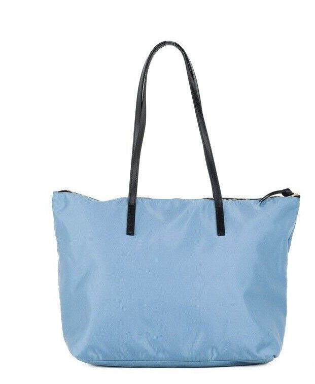 Portuna Medusa Medium Cornflower Blue Nylon Leather Tote Bag Purse