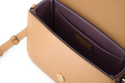 Elegant Calf Leather Shoulder Bag in Brown