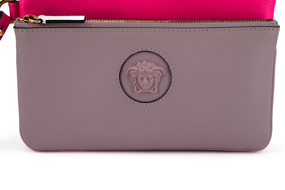 Elegant Pink Leather Pouch Clutch
