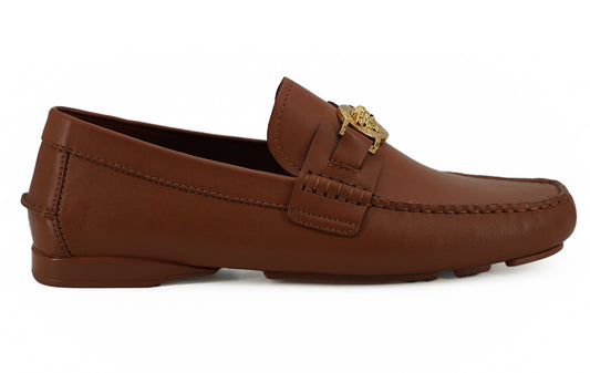 Natural Brown Calf Leather Loafers Shoes