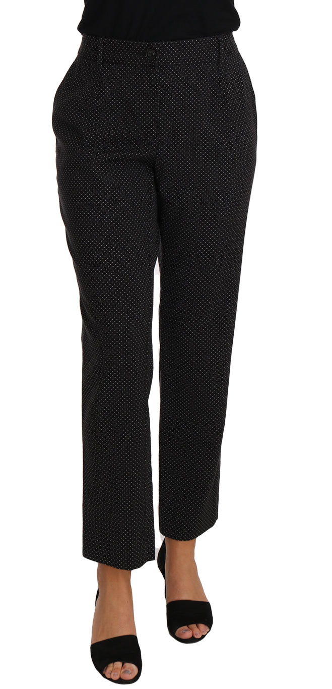 Chic Black Lace-Up Cropped Trousers