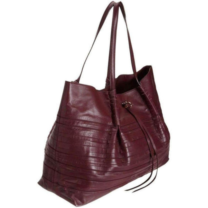 Nina Ricci Liane Tiered Large Duffel Burgundy Leather Shoulder Bag