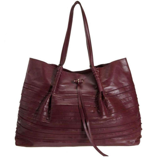 Nina Ricci Liane Tiered Large Duffel Burgundy Leather Shoulder Bag