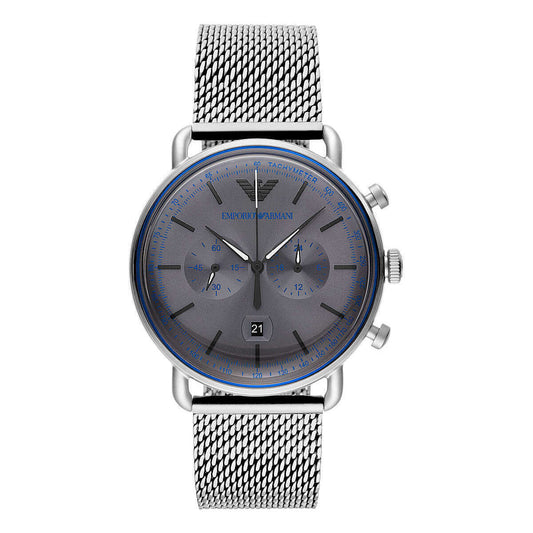Sophisticated Silver Steel Chronograph Watch